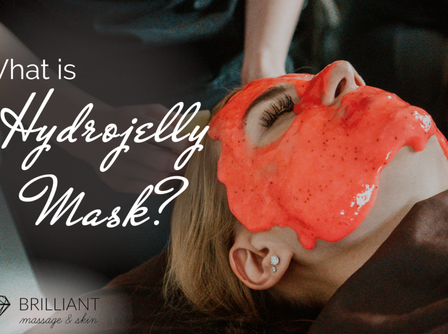 girl with orange hydrojelly mask on her face: text: what is hydrojelly mask?