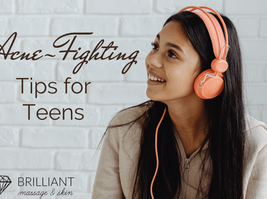 a smiling teen with an orange headset: text: acne-fighting tips for teens