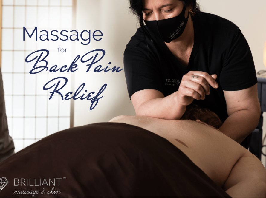 back massage performed to a client: text: massage for back pain relief