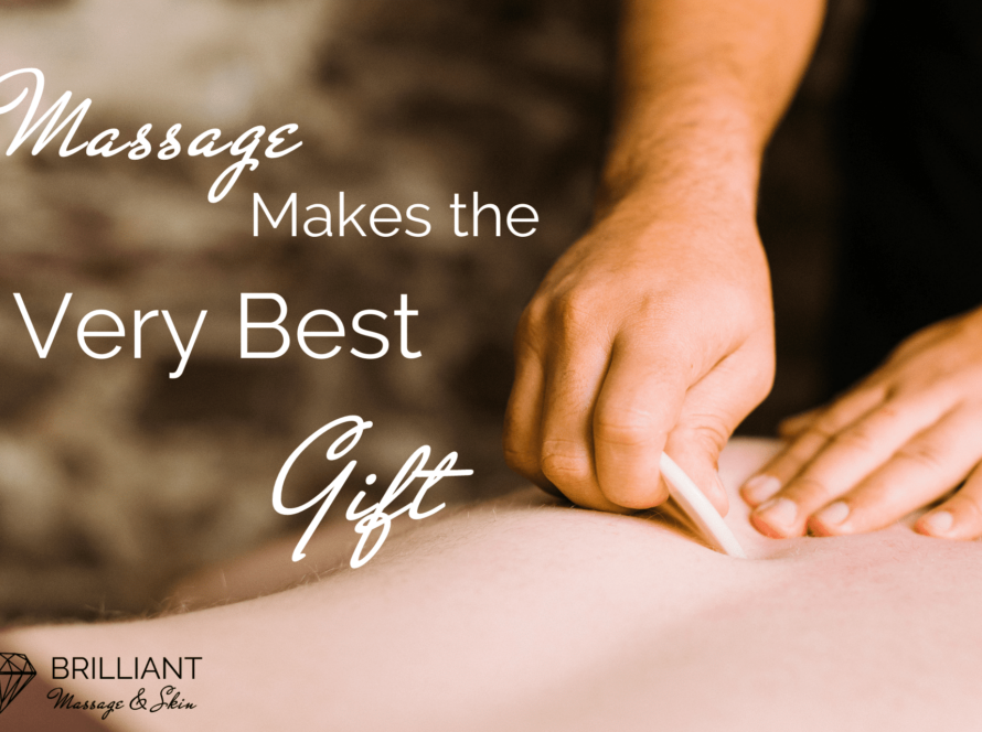 a man having a massage; text massage makes the very best gift