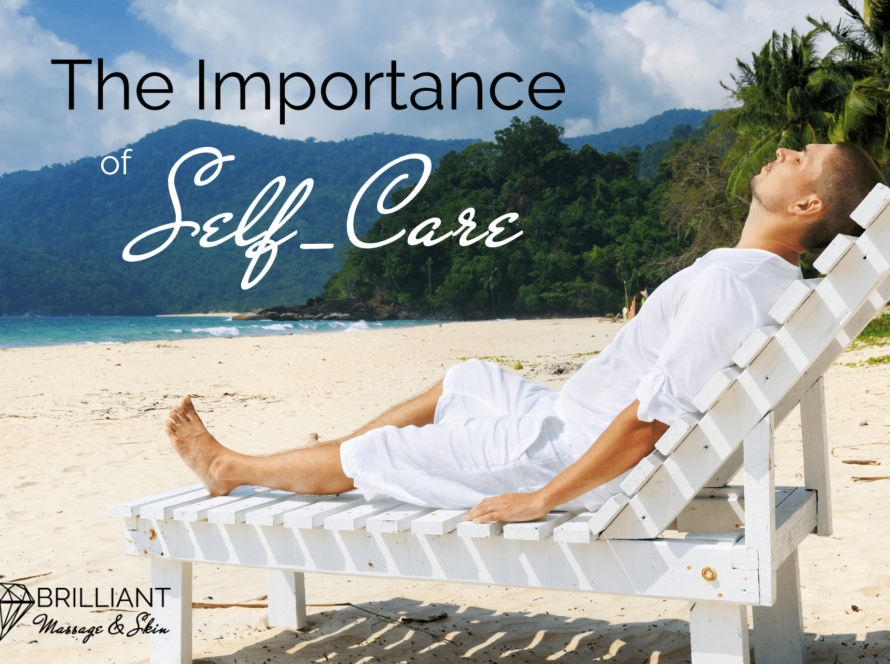 a man relaxing on a beach in white robe:text: the importance of self-care