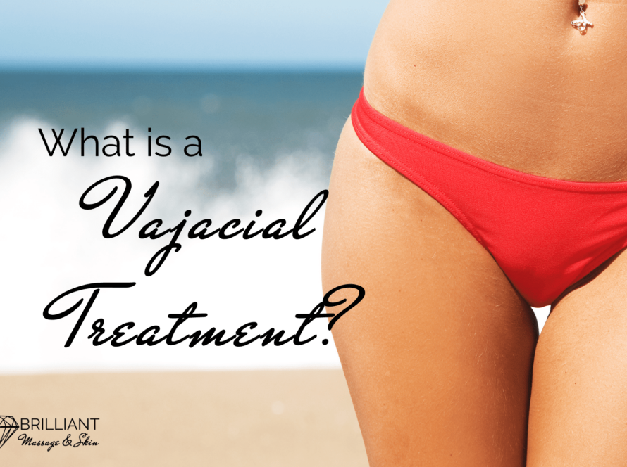 girl at the beach in red orange bikini: text: what is a vajacial treatment?