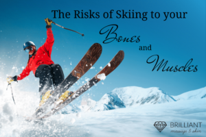 a ski athlete in snow: text the risks of skiing to your bones and muscles