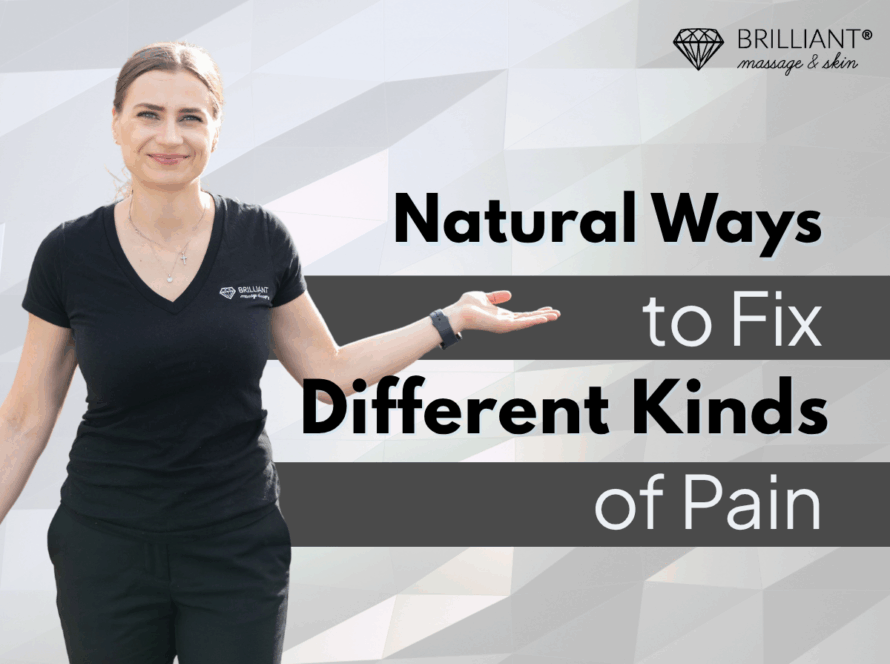 therapist in black uniform with text "Natural Ways to Fix Different Kinds of Pain"